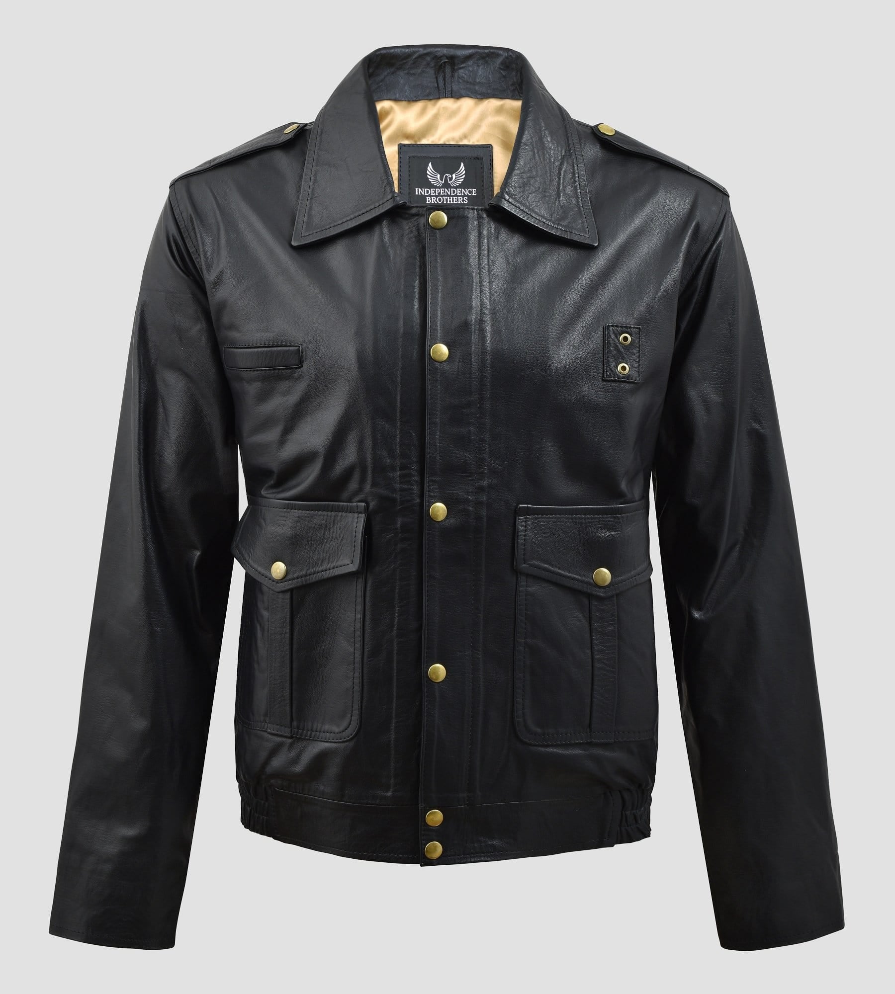 Leather Policeman Jacket　Sサイズ Leather Jacket - POLICE - Metal Badge Leather Policeman Jacket Sサイズ